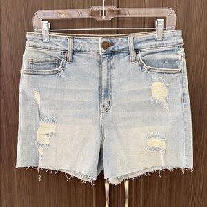 Fashion Nova Light Blue Distressed Jean Shorts
